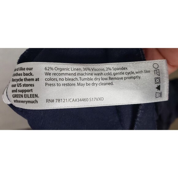 Eileen Fisher Pants XL Navy Blue Linen Blend Cargo Drawstring Casual Autumn Fall - Picture 6 of 10